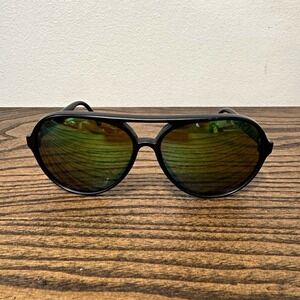 REVO Grand Venture Polarized Aviator Sunglasses Green Mirror Black Frame
